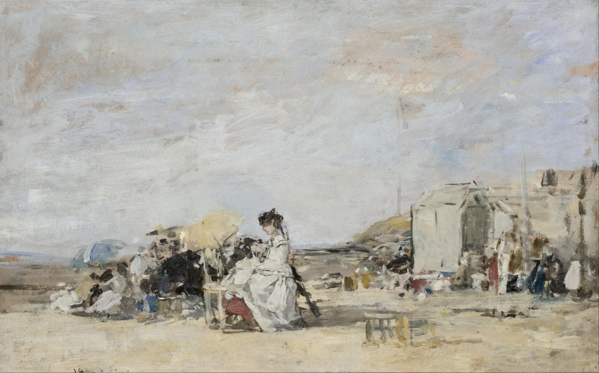 Eugene boudin lady in white on the beach at trouville google art project