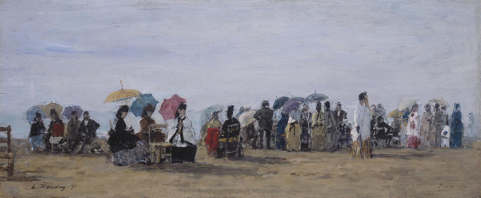 Eugene boudin scene de plage a trouville 1871