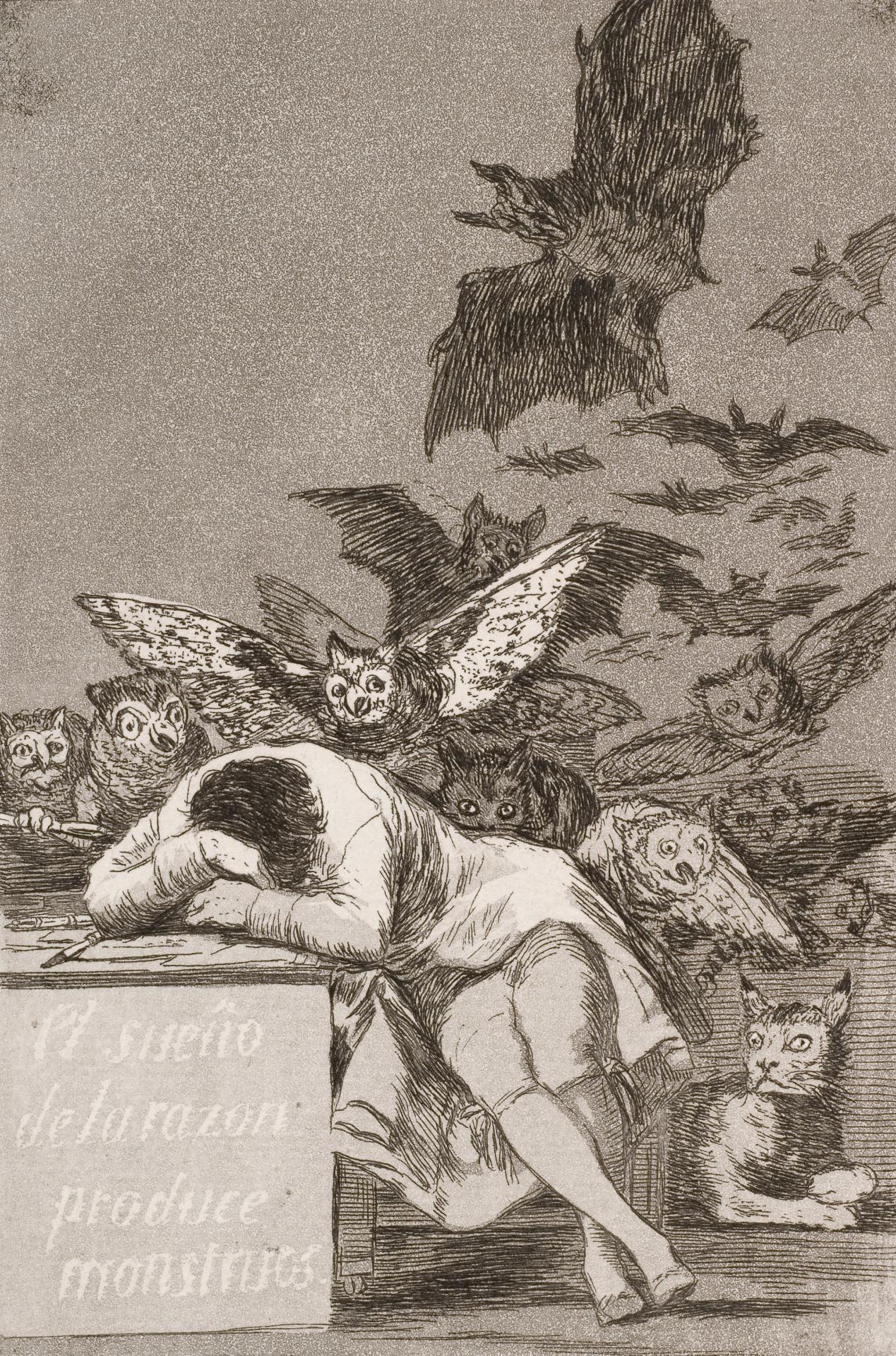 Francisco jose de goya y lucientes the sleep of reason produces monsters no 43 from los caprichos google art project
