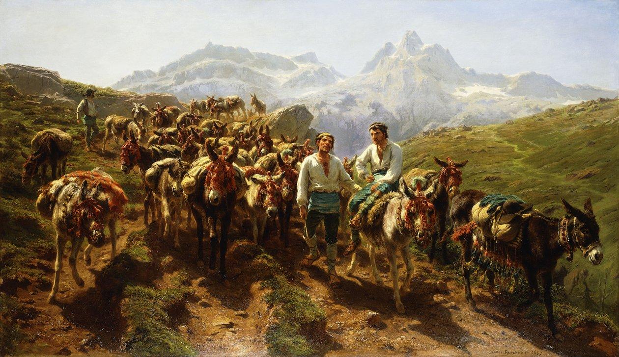 Rosa bonheur spanish muleteers crossing the pyrenees 1857 meisterdrucke 823592
