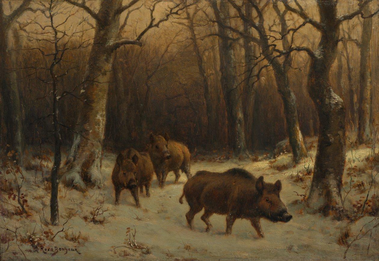 Rosa bonheur wild boars in the snow meisterdrucke 1308123